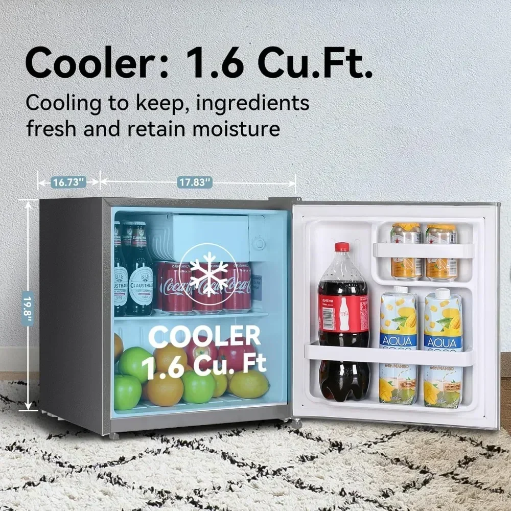 1.6 Cu.Ft Mini Fridge for Bedroom, Mini Refrigerator with Freezer, for Room and Office, Adjustable Temperature(without Handle) - Image 2